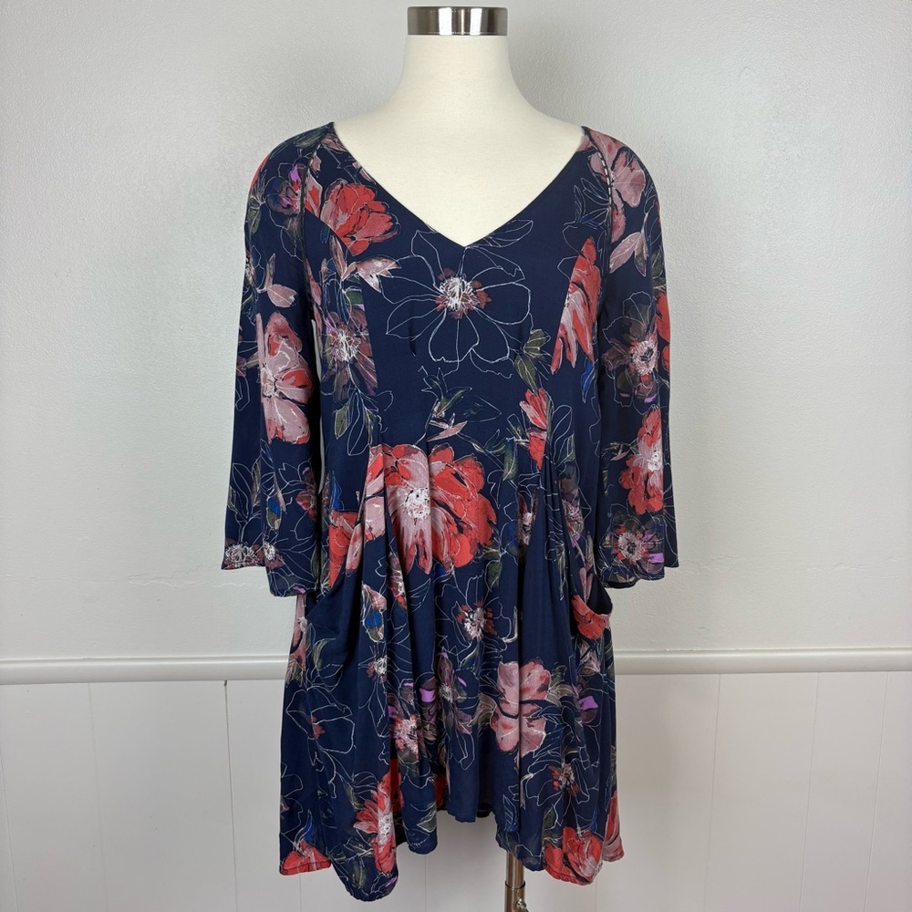 Free People All Eyes on You Floral Mini Dress Sz 0 Blue Fairy Whimsigoth Flowy